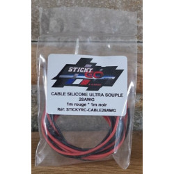 CABLE SILICONE ULTRA SOUPLE 28AWG 1M NOIR ET 1M ROUGE