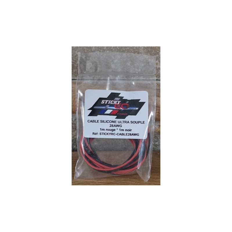 CABLE SILICONE ULTRA SOUPLE 28AWG 1M NOIR ET 1M ROUGE