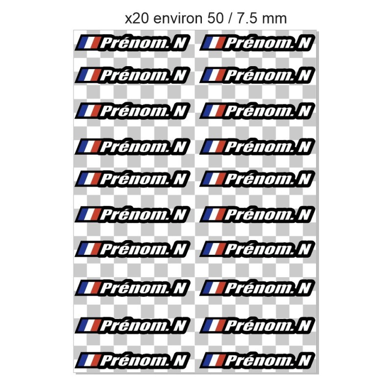 NOM DE PILOTE 1 LIGNE X20 TAILLE 50/7.5MM ENVIRON