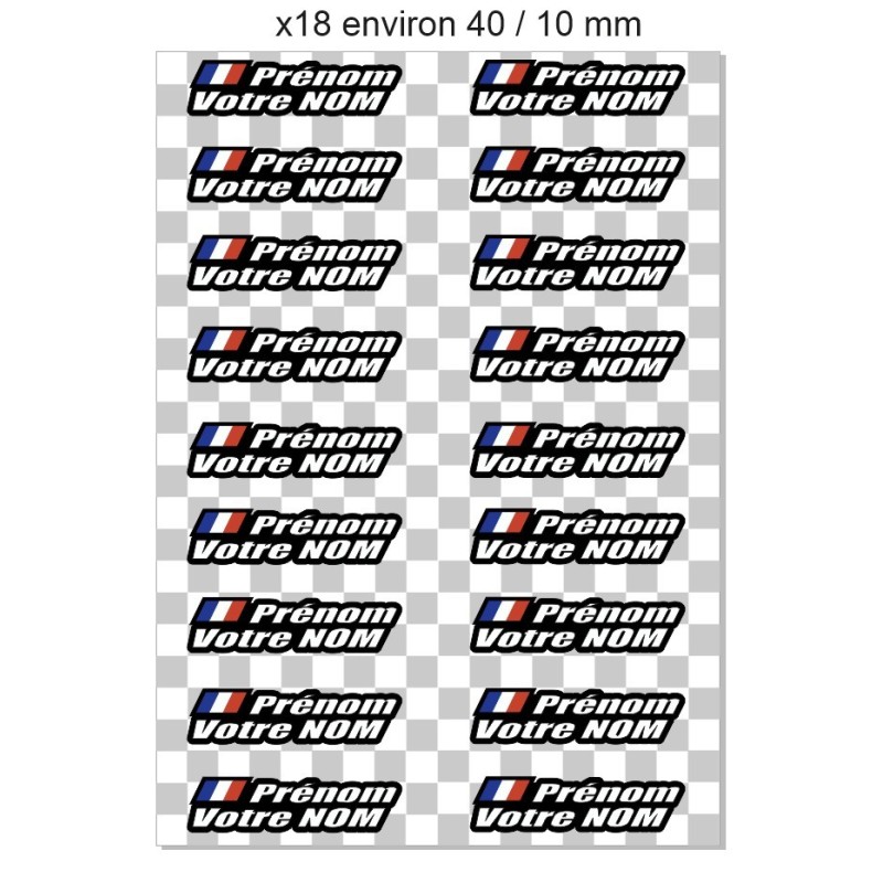 NOM DE PILOTE 2 LIGNES X18 TAILLE 40/10MM ENVIRON